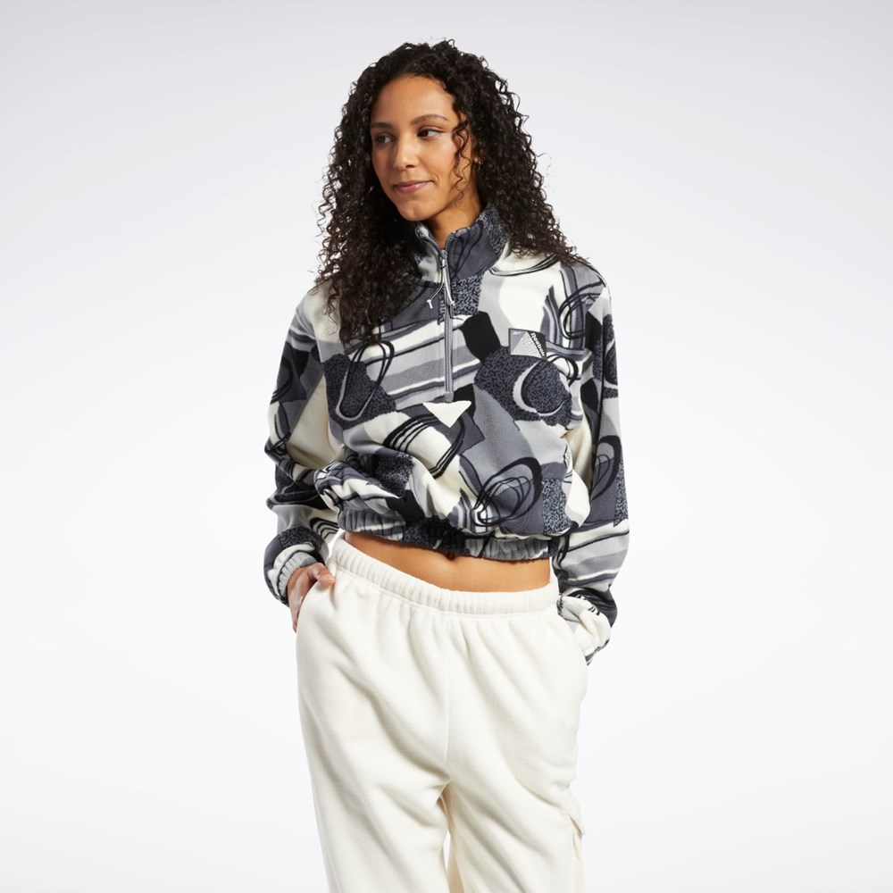 Reebok Classics Zimowe Print Half-Zip Sweatshirt Szare | HFXY-31746