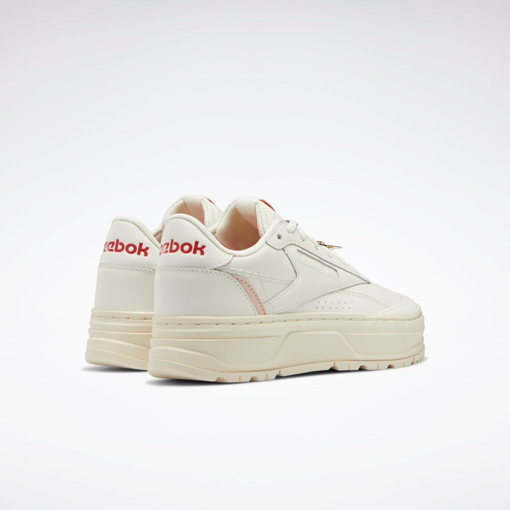 Reebok Club C Double GEO Shoes Chalk / Alabaster / Soft Ecru | CLTS-37209