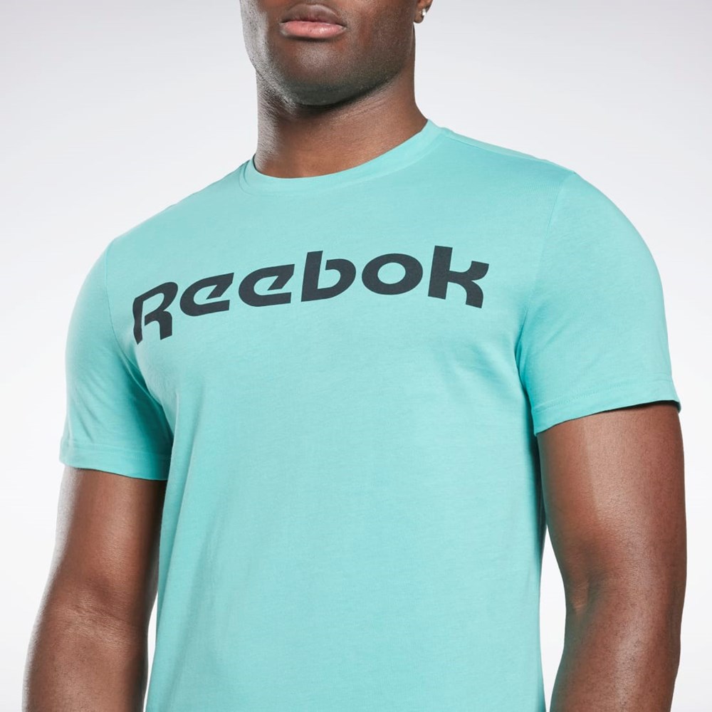 Reebok Grafiką Series Linear Logo Tee Semi Classic Teal | ASBP-12789