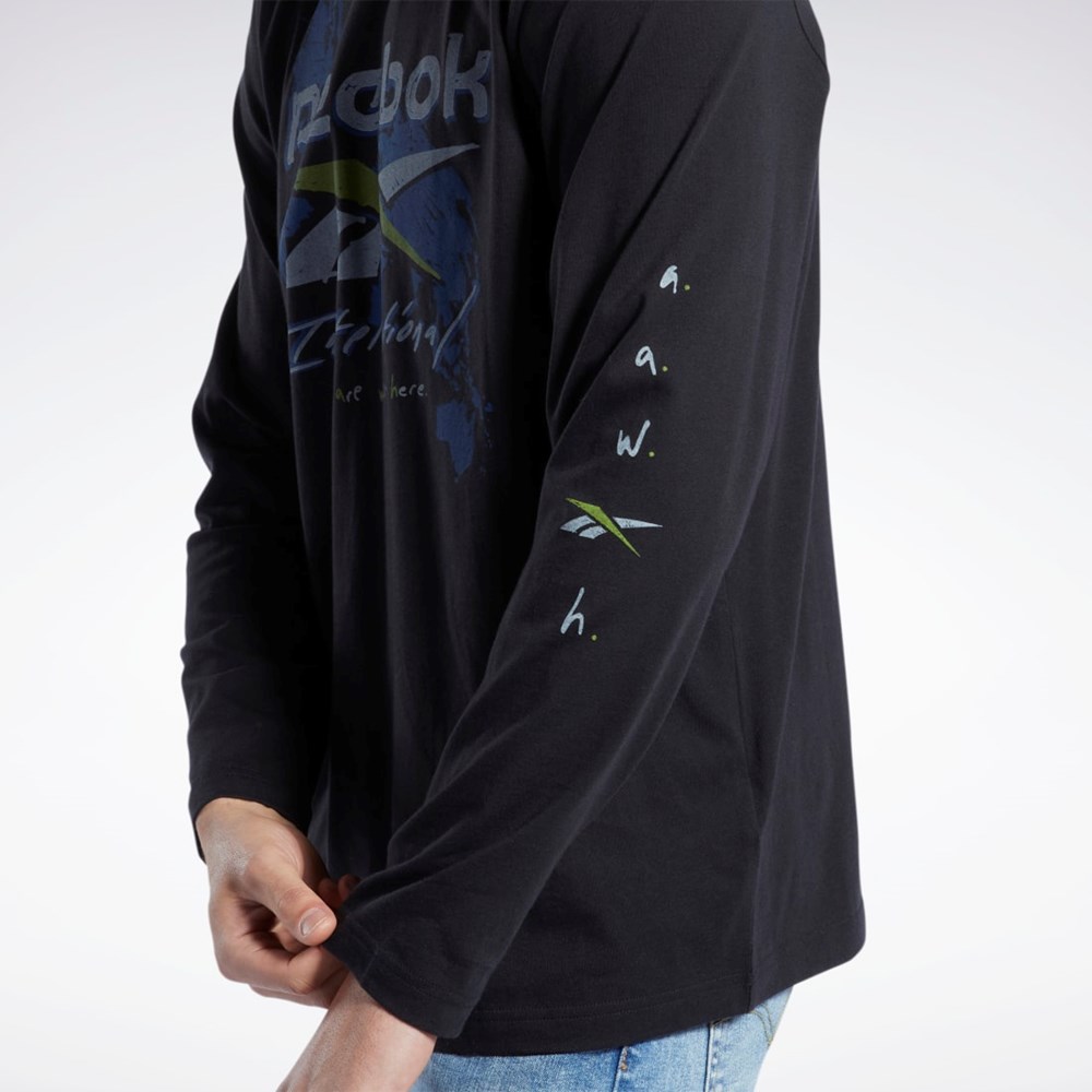 Reebok Grafiką Series Pre-Season Long Sleeve T-Shirt Czarne | IVPH-40126