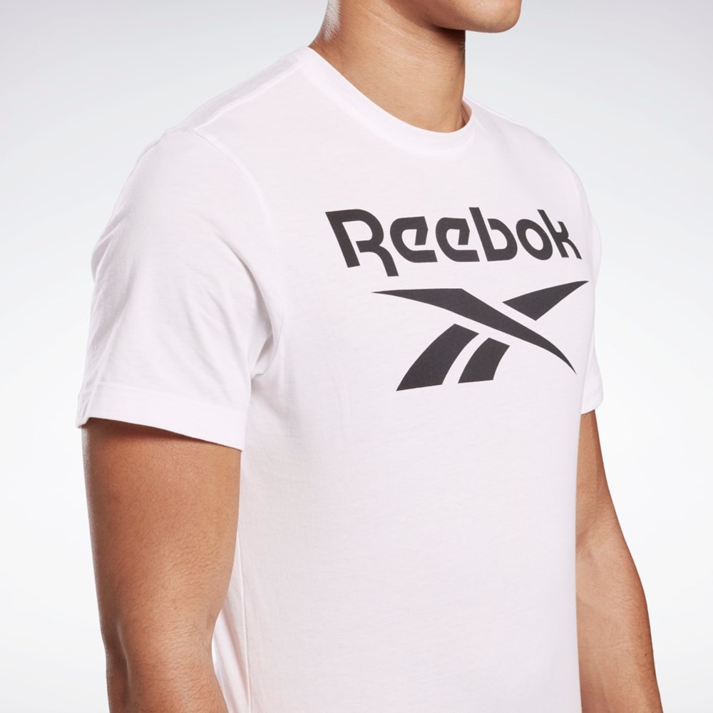 Reebok Grafiką Series Reebok Stacked Tee Białe | PGNO-78145