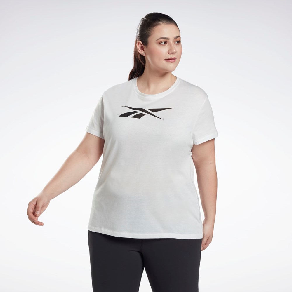 Reebok Grafiką Vector T-Shirt (Plus Size) Białe | HNUX-70581