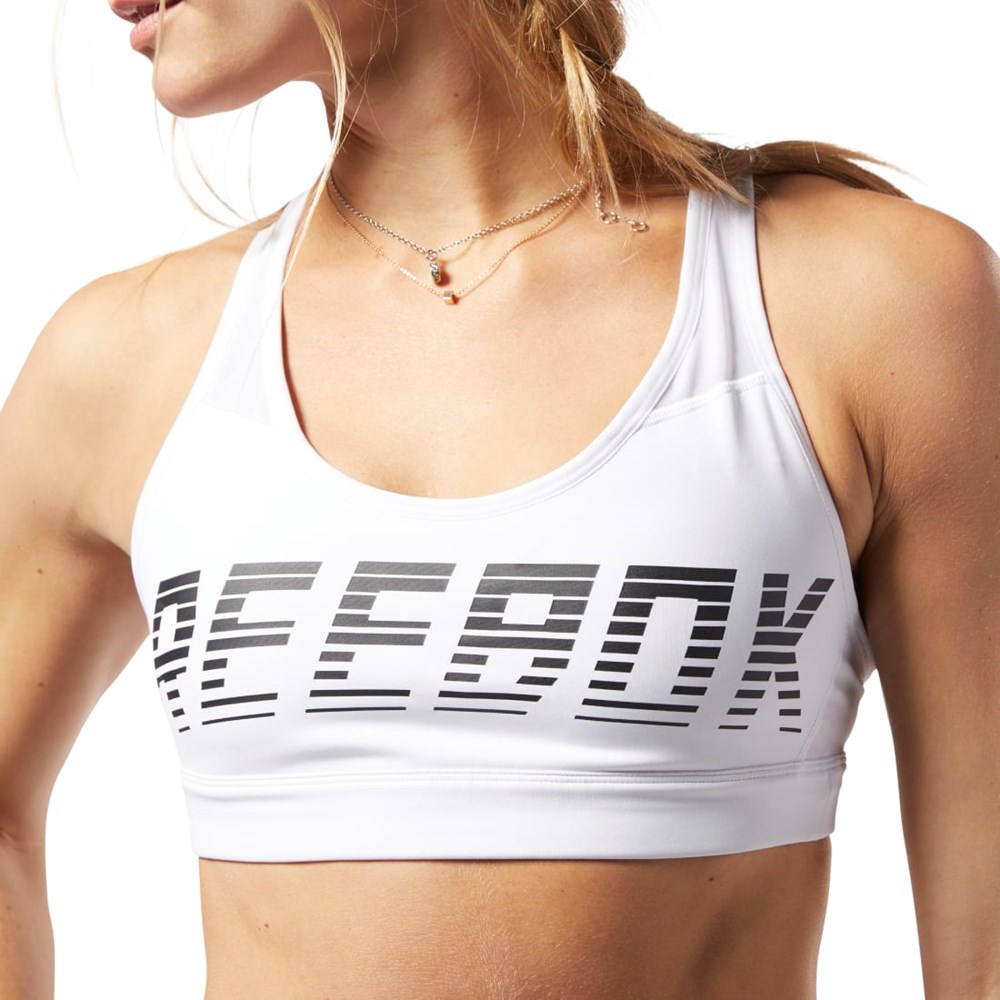 Reebok Hero Z Paskami Medium-Impact Watowany Bra Białe | AISZ-64957