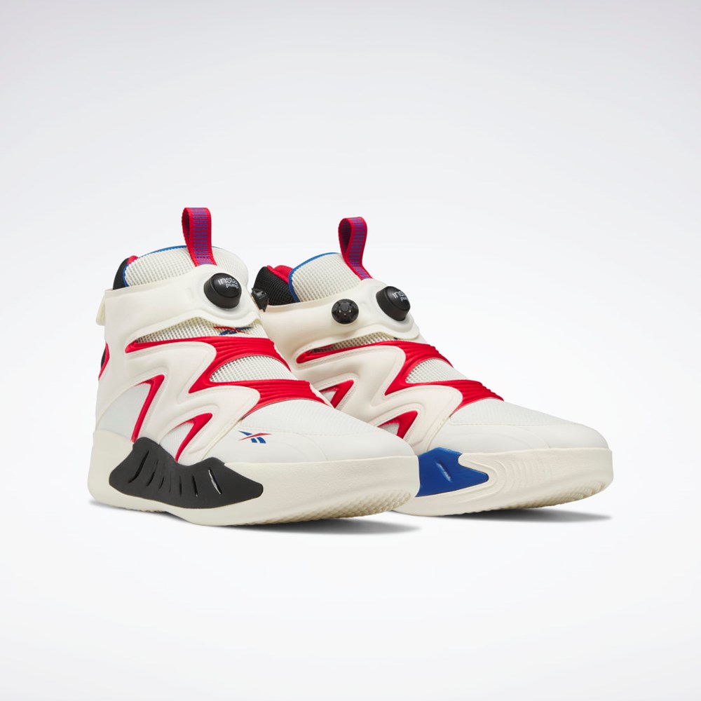 Reebok Instapump Fury Zone Mid Basketball Shoes Białe Czerwone Niebieskie | VJFX-97485