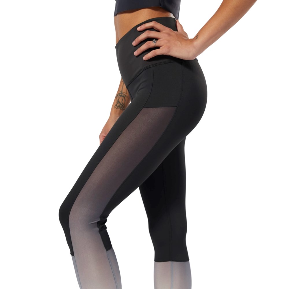 Reebok Joga Ombre Leggings Czarne Szare | JOMC-72691