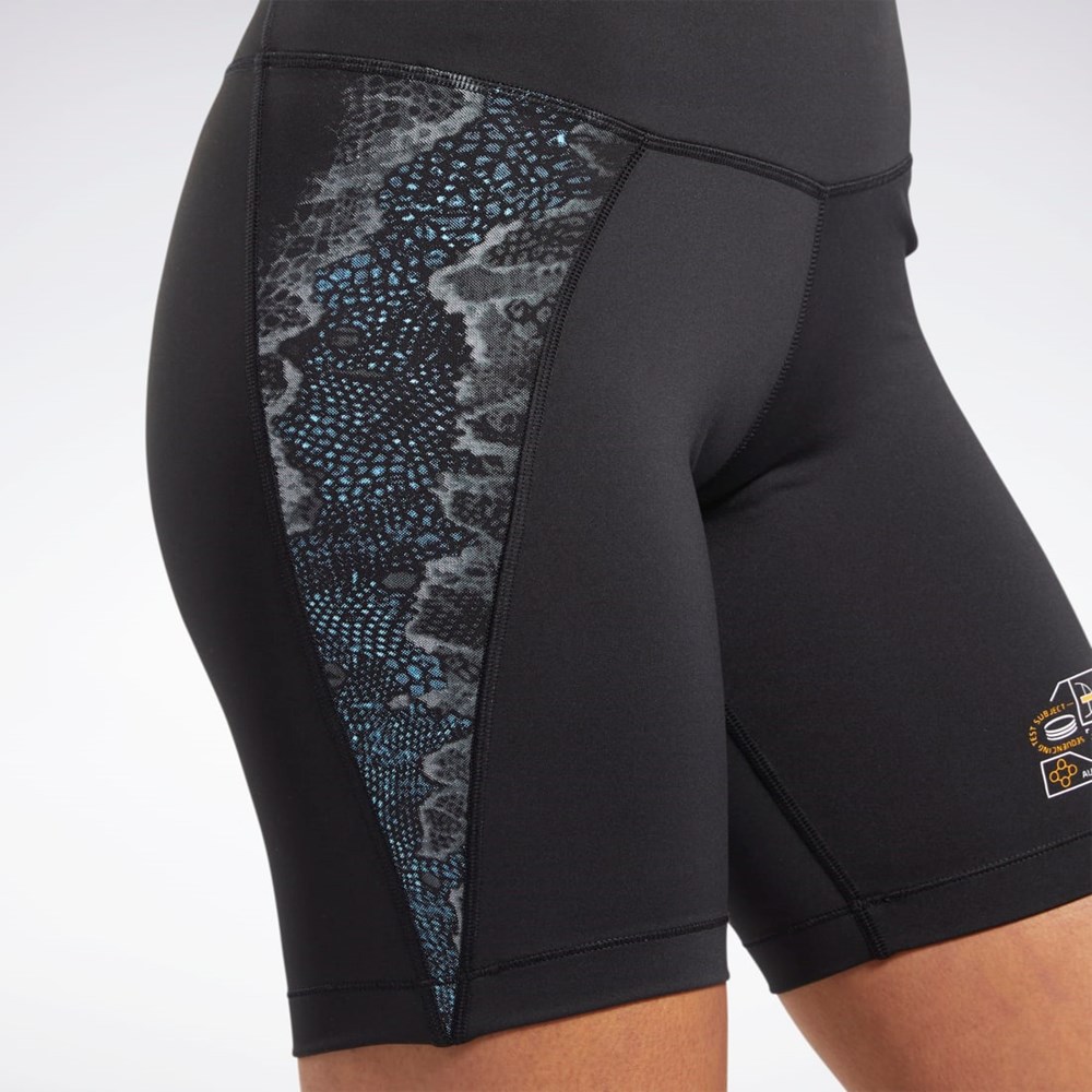 Reebok Jurassic World Bike Shorts Czarne | BUIG-15387