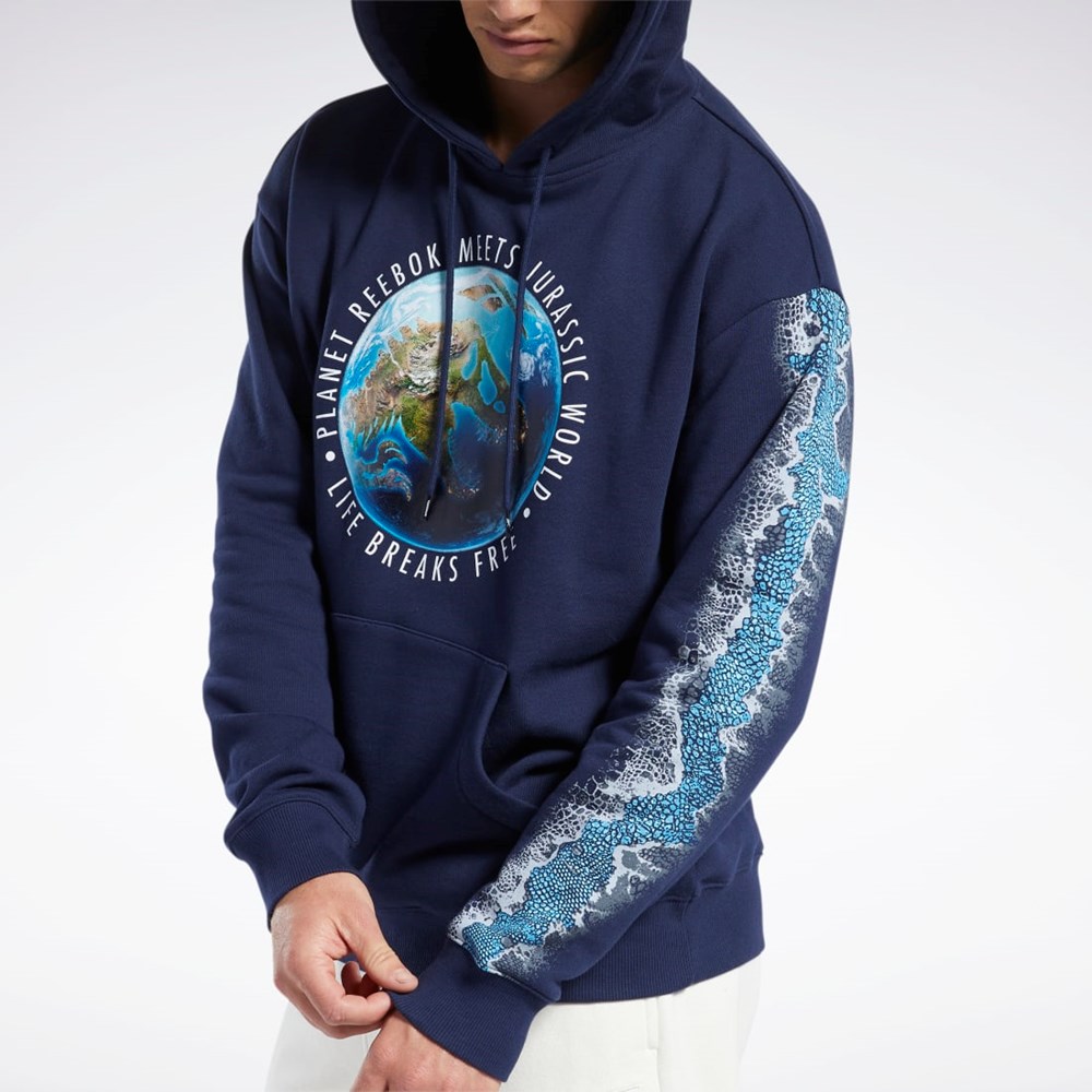 Reebok Jurassic World Grafiką Hoodie Granatowe | FMPG-70965