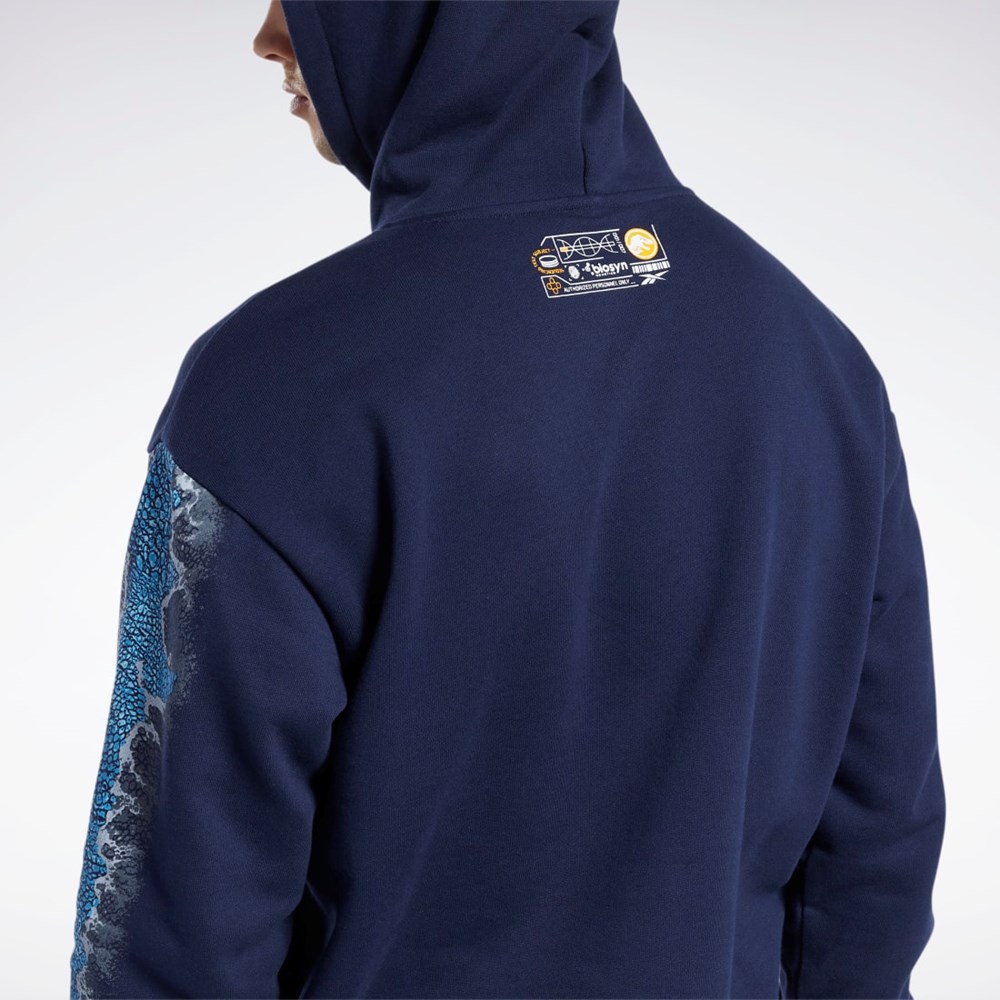 Reebok Jurassic World Grafiką Hoodie Granatowe | FMPG-70965