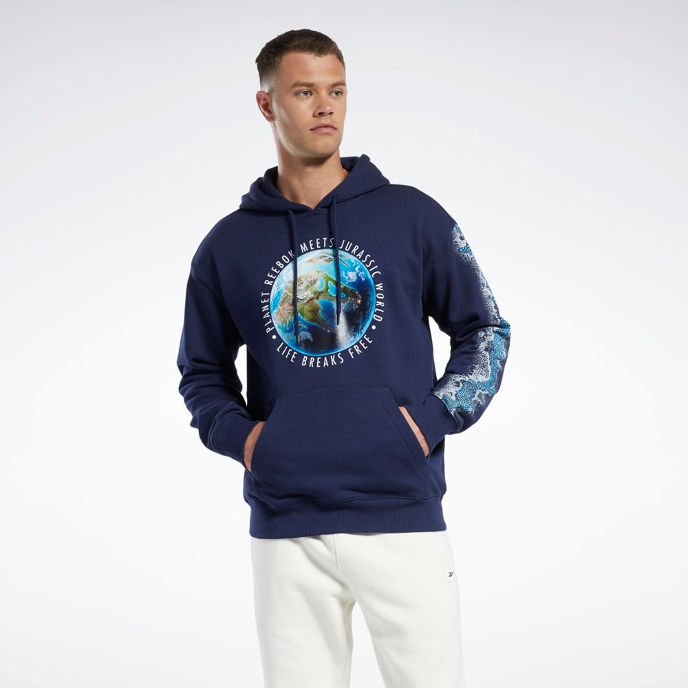 Reebok Jurassic World Grafiką Hoodie Granatowe | FMPG-70965