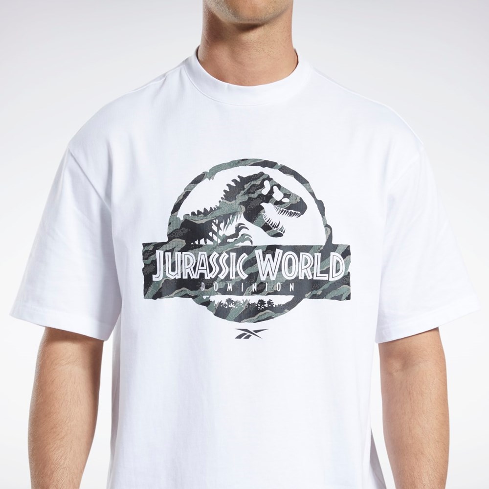 Reebok Jurassic World T-Shirt Białe | VRAW-32856