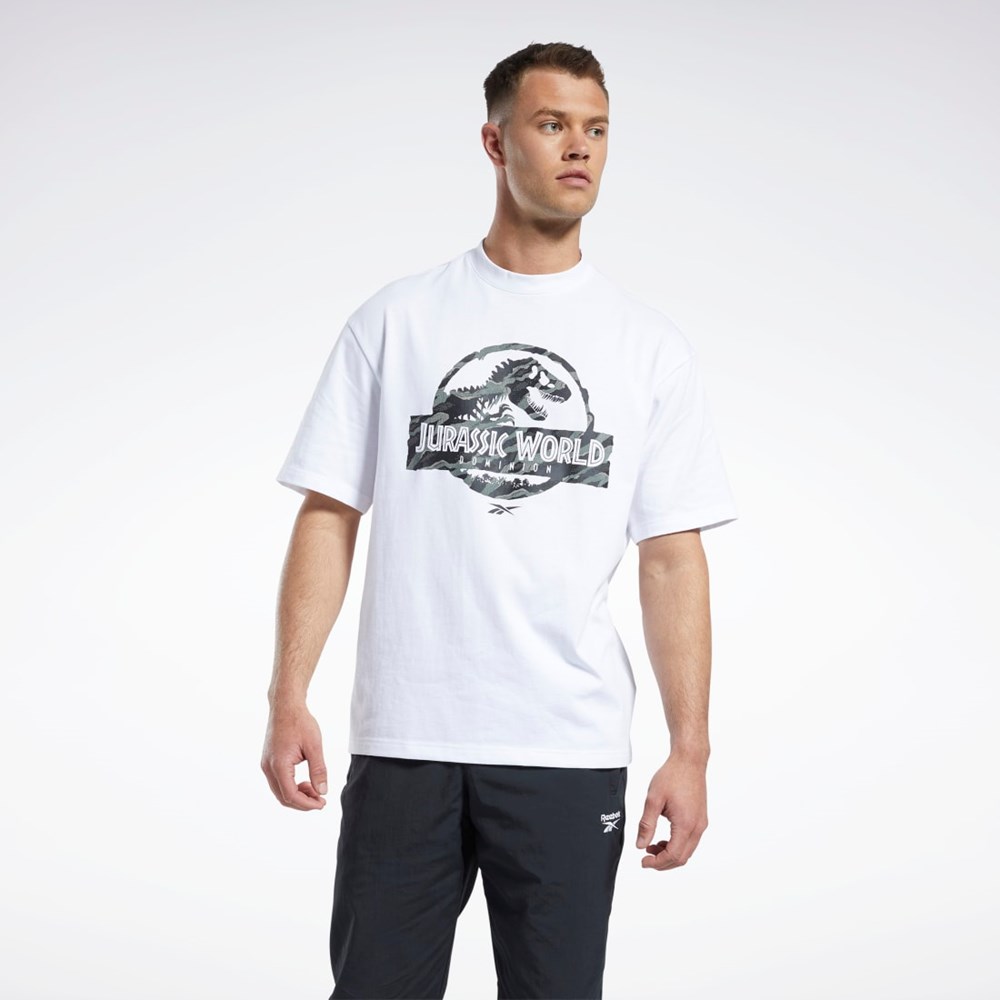 Reebok Jurassic World T-Shirt Białe | VRAW-32856