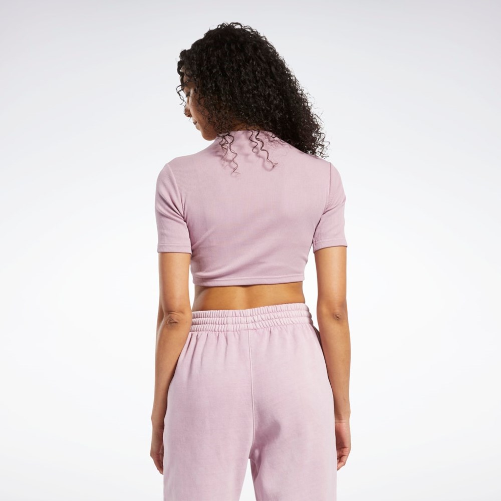 Reebok Krótkie Sleeve Rib Tight Shirt Infused Lilac | FNJU-26170