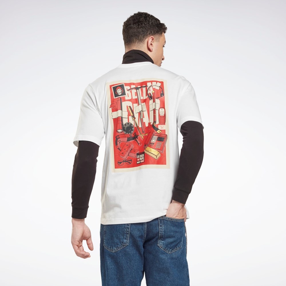 Reebok La Casa De Papel T-Shirt Białe | NWHX-62715