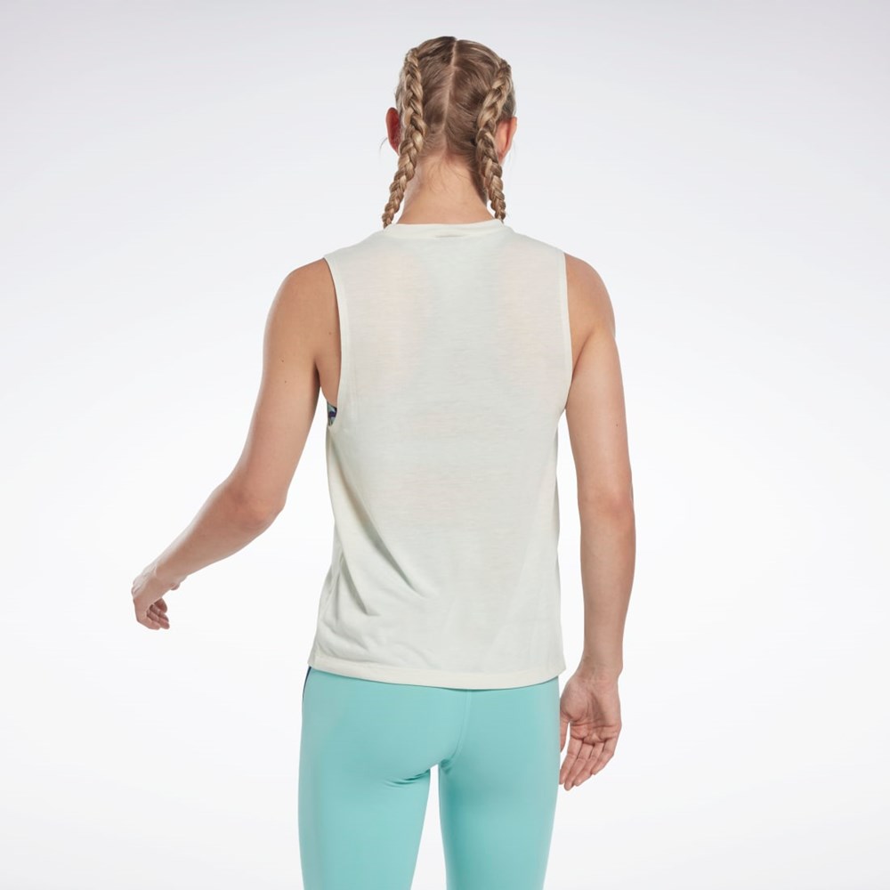 Reebok Les Mills® Grafiką Muscle Tank Top Białe | RBNM-40653