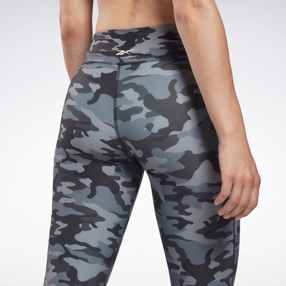 Reebok Lux Bold Camo Print Tights Czarne | QYAM-09342