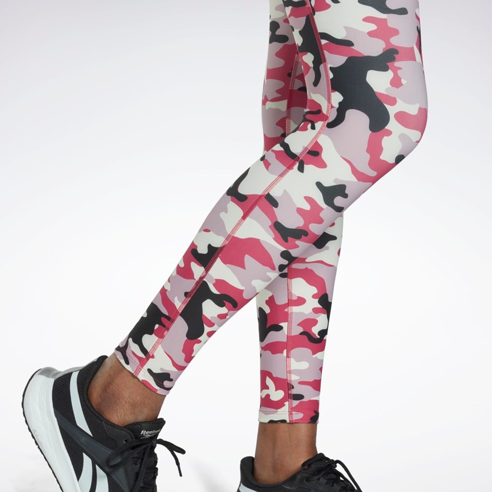 Reebok Lux Bold Camo Print Tights Różowe | HRGM-25609