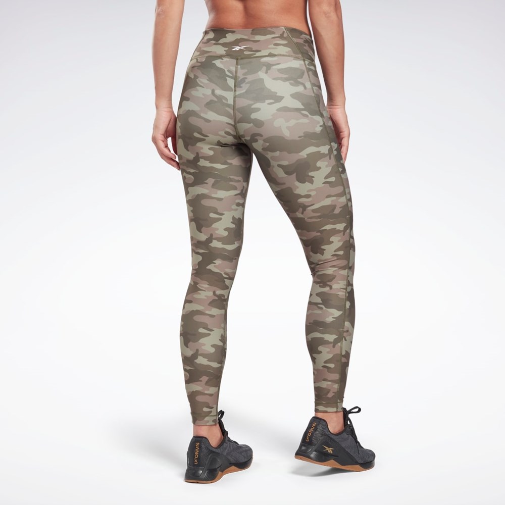 Reebok Lux Bold Camo Print Tights Zielone | TBOP-34865