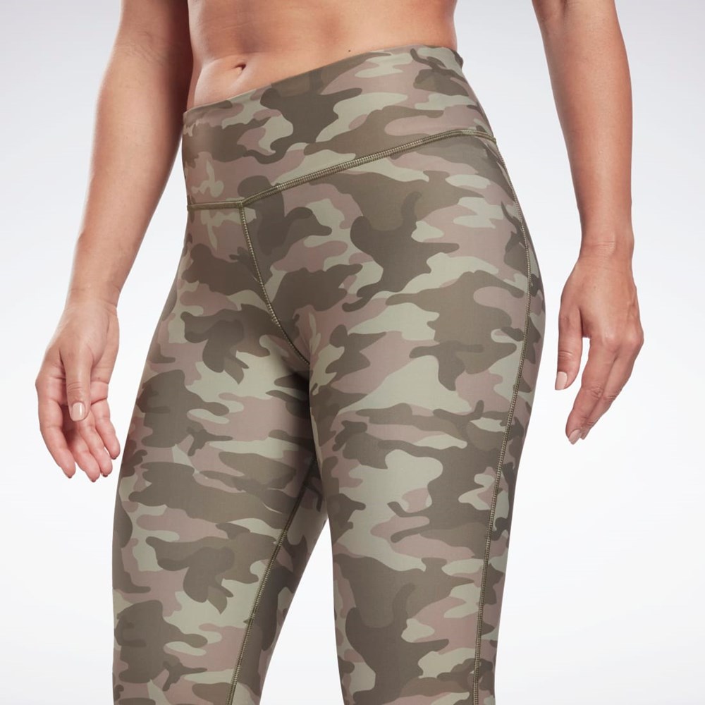 Reebok Lux Bold Camo Print Tights Zielone | TBOP-34865