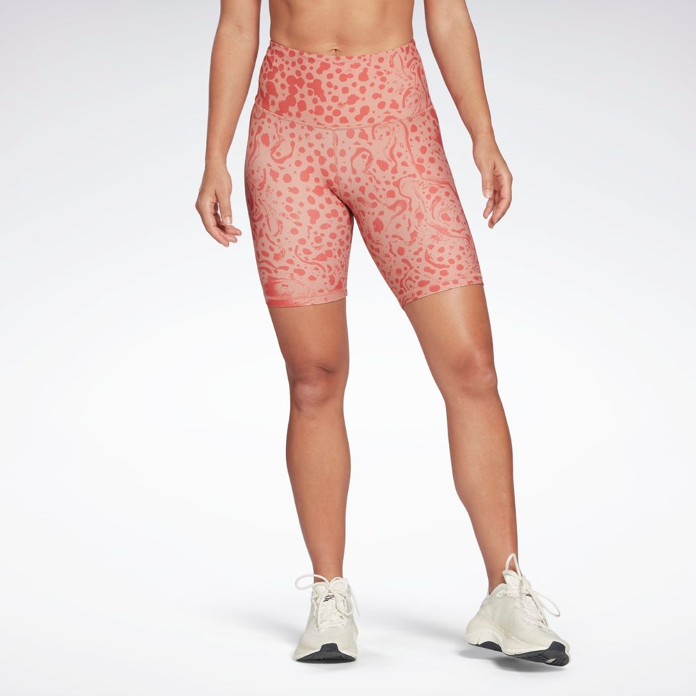 Reebok Lux Bold High-Waisted Modern Safari Print Shorts Koralowe | ZTHD-45172