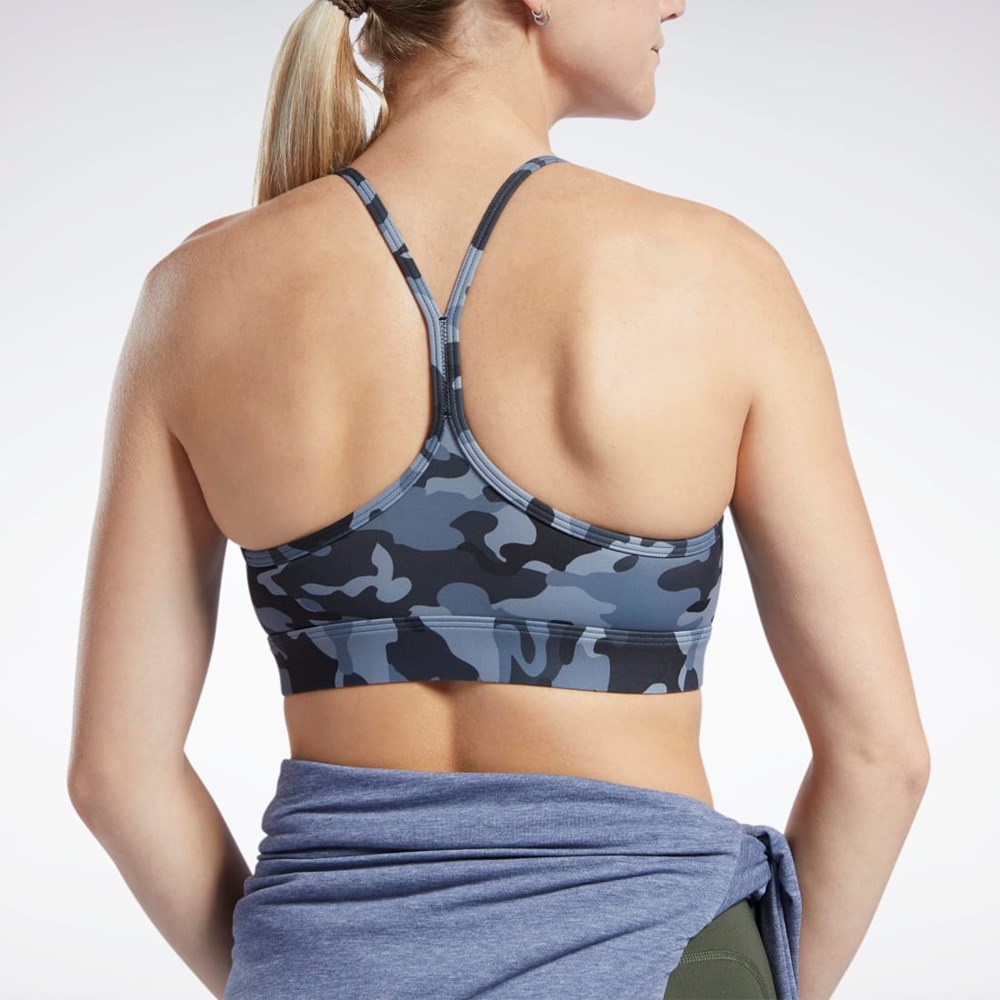 Reebok Lux Chudy Paskiem Camo Print Sports Bra Czarne | JSAT-72693