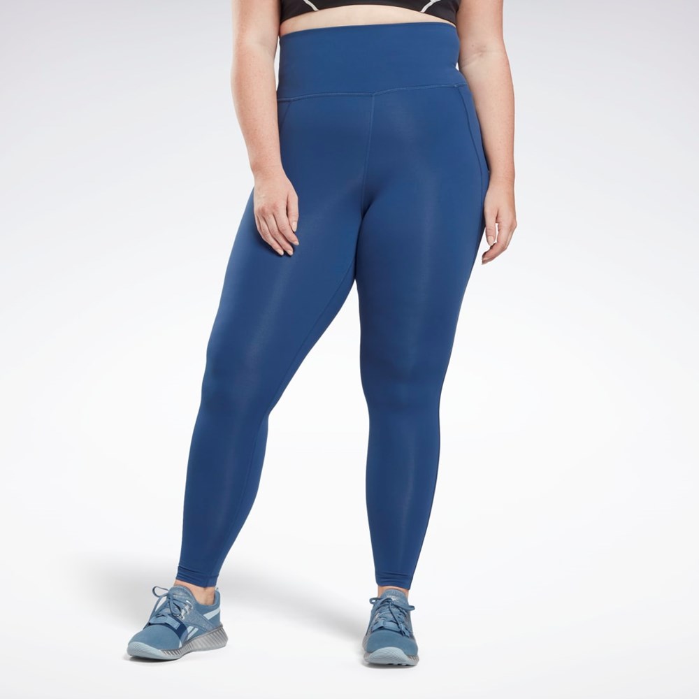 Reebok Lux High-Waisted Tights (Plus Size) Niebieskie | QEYZ-21936