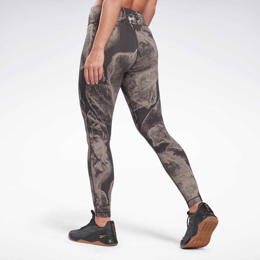 Reebok Lux Jacquard Leggings Czarne | PRFI-12657