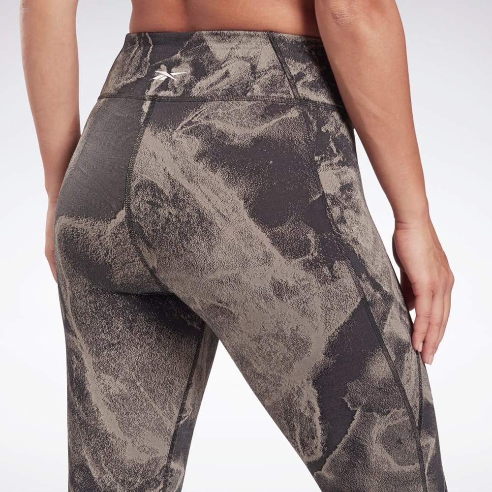 Reebok Lux Jacquard Leggings Czarne | PRFI-12657