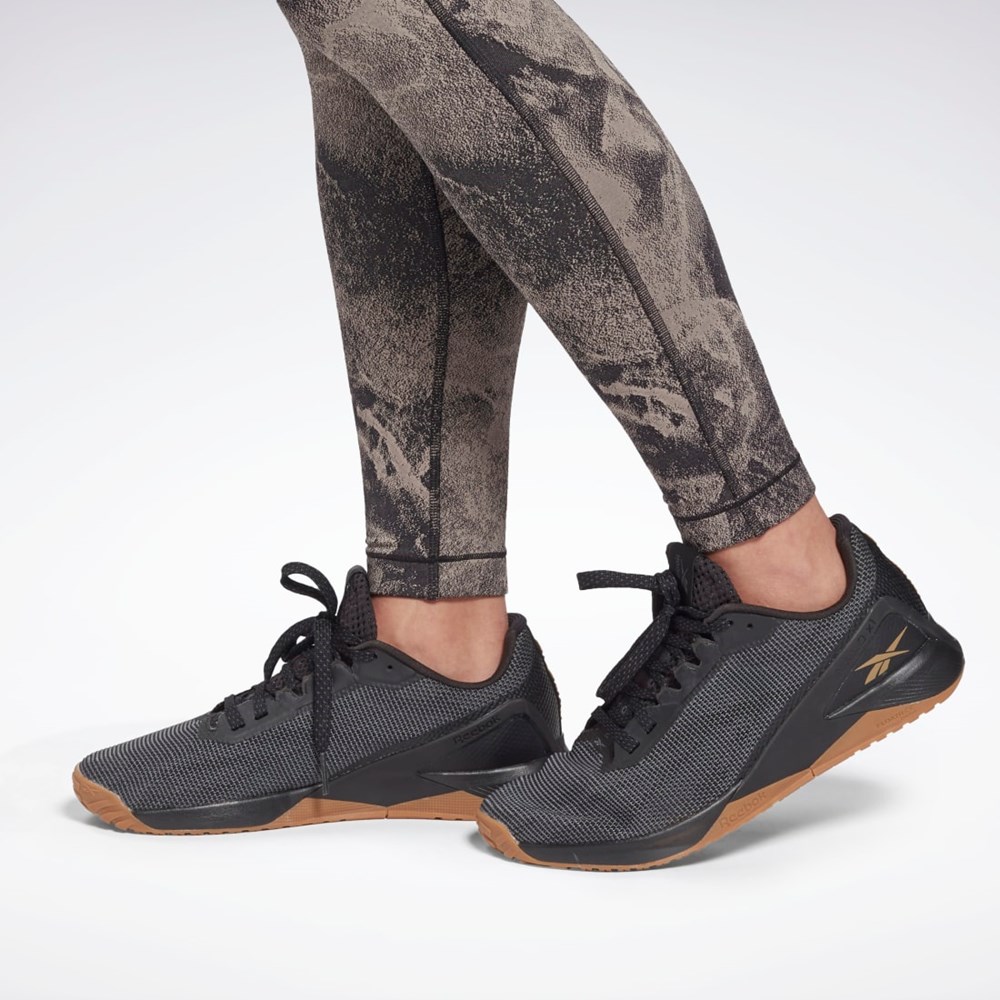 Reebok Lux Jacquard Leggings Czarne | PRFI-12657