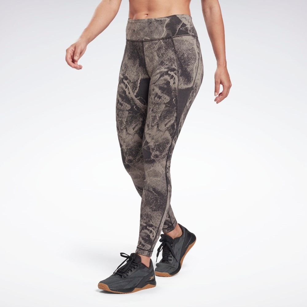 Reebok Lux Jacquard Leggings Czarne | PRFI-12657