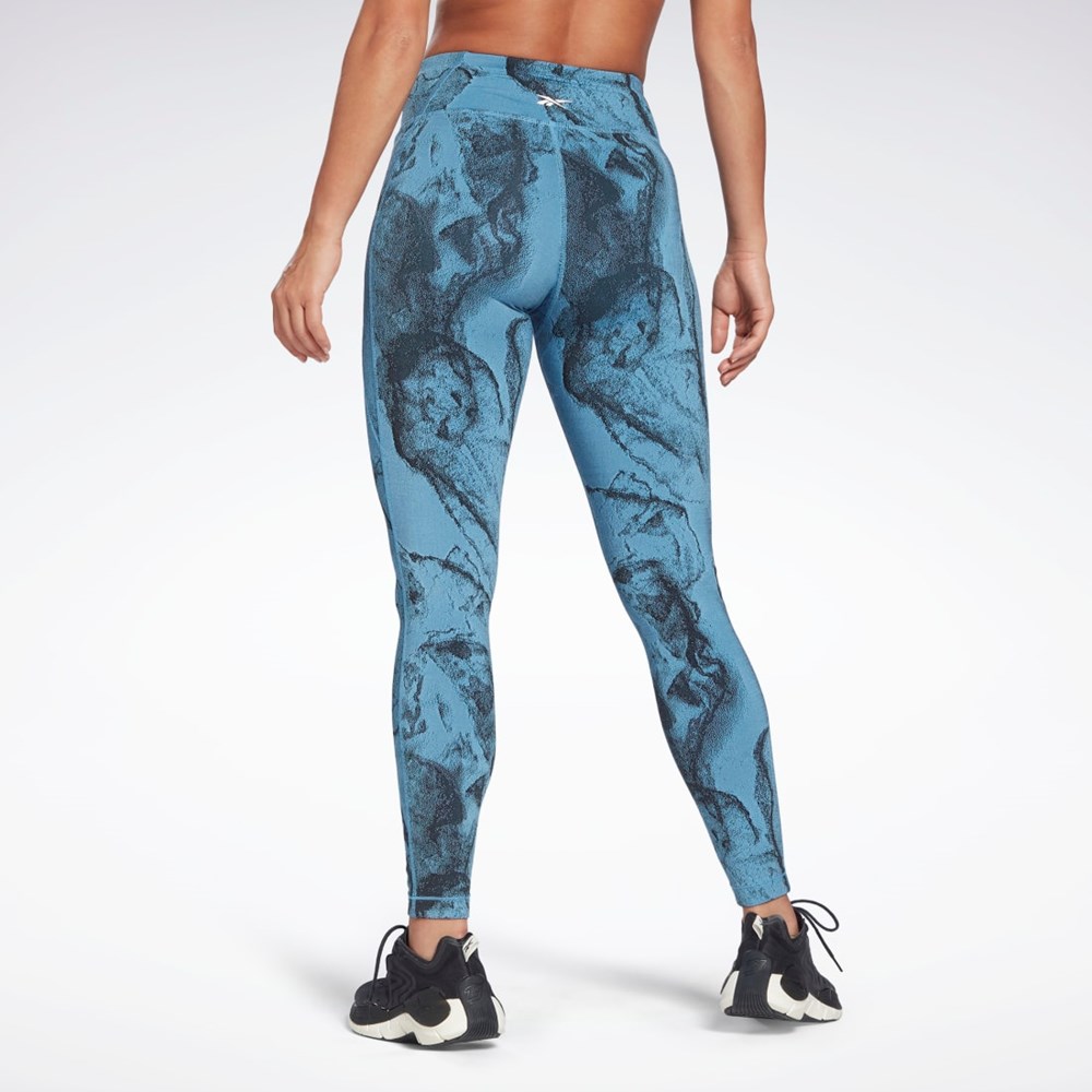 Reebok Lux Jacquard Leggings Niebieskie | BFHW-65348