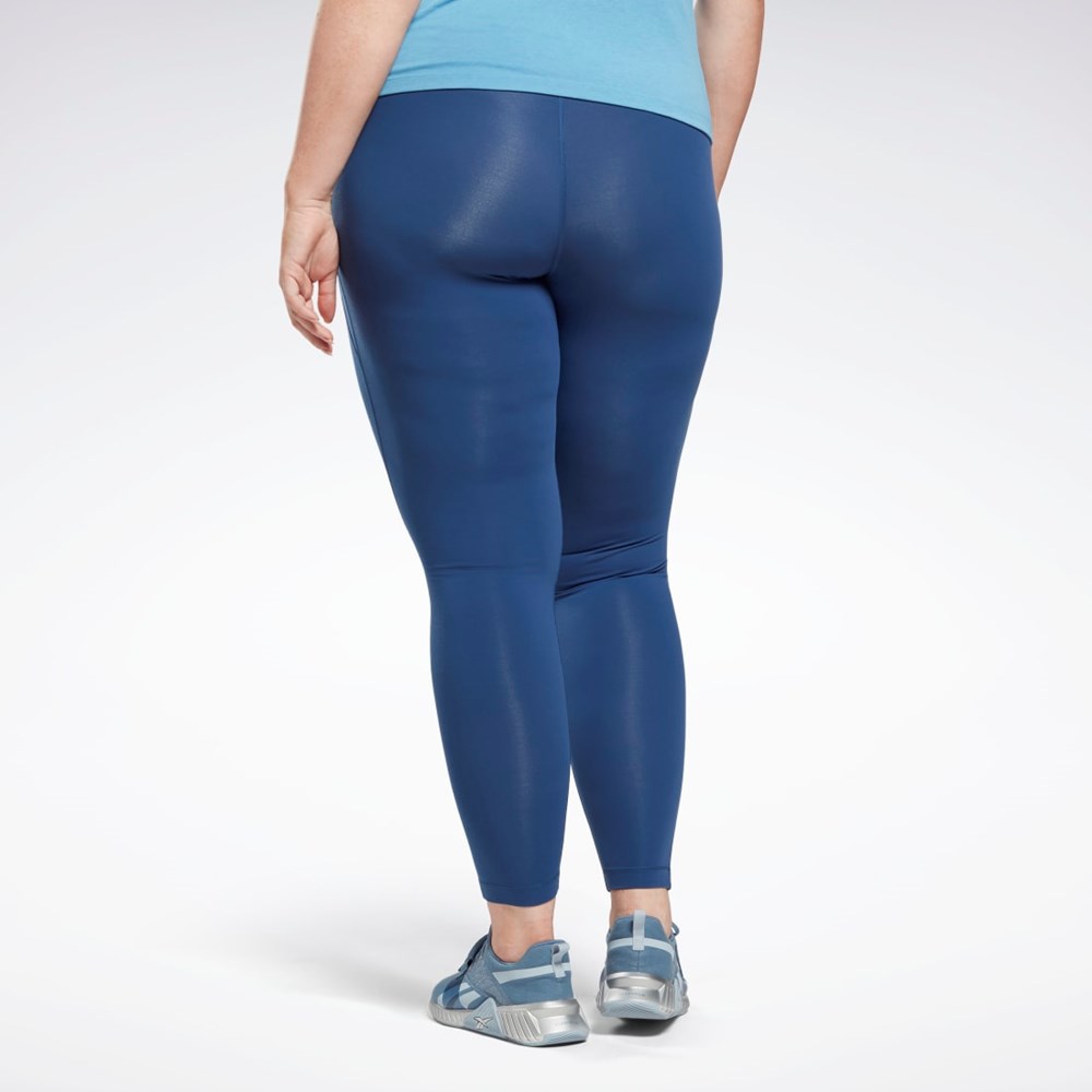 Reebok Lux Leggings (Plus Size) Niebieskie | GSEW-56487