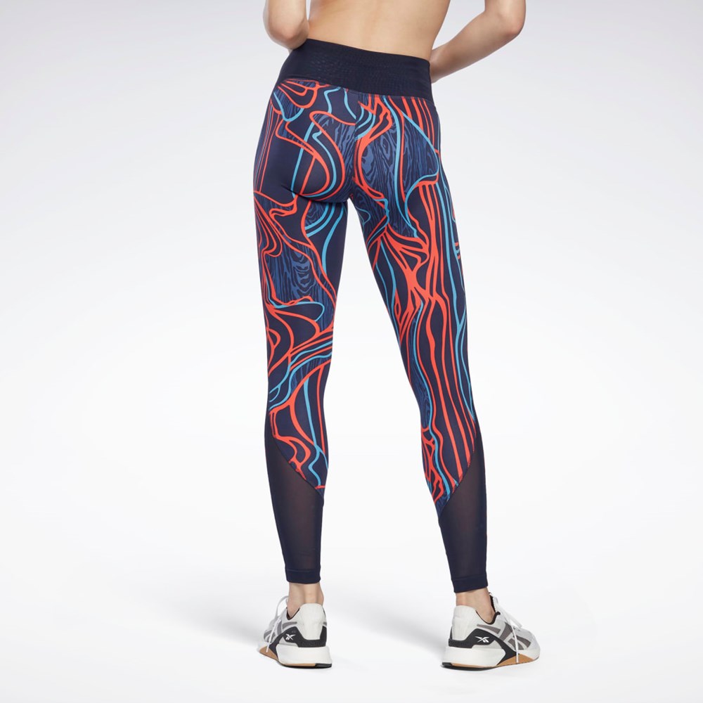 Reebok Lux Perform Mid-Rise Nature Grown Tights Granatowe | MUSQ-01982