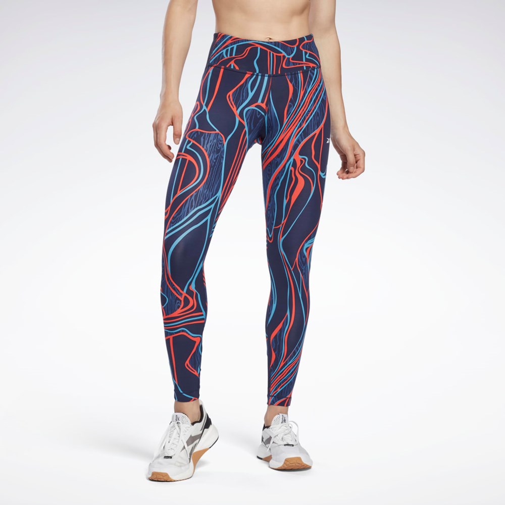 Reebok Lux Perform Mid-Rise Nature Grown Tights Granatowe | MUSQ-01982