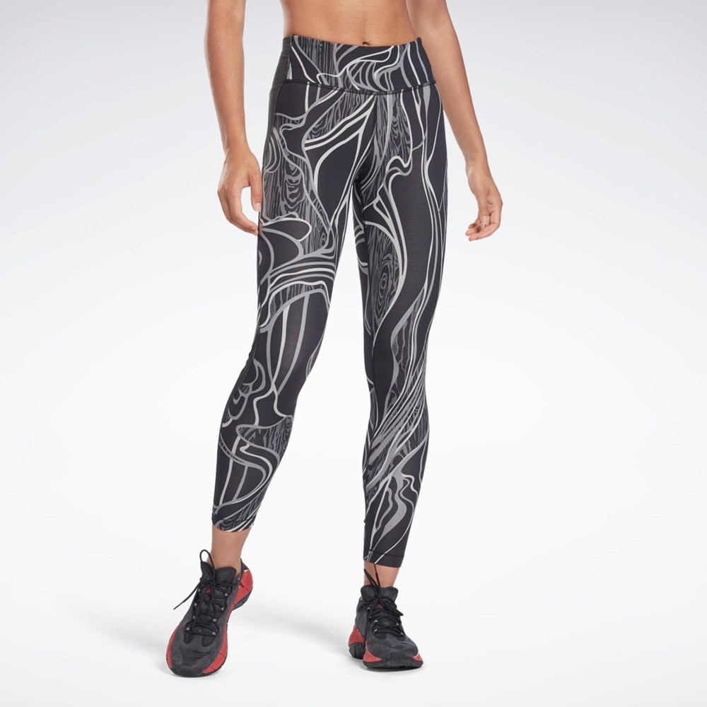 Reebok Lux Perform Mid-Rise Nature Grown Tights Czarne | SGNA-64293