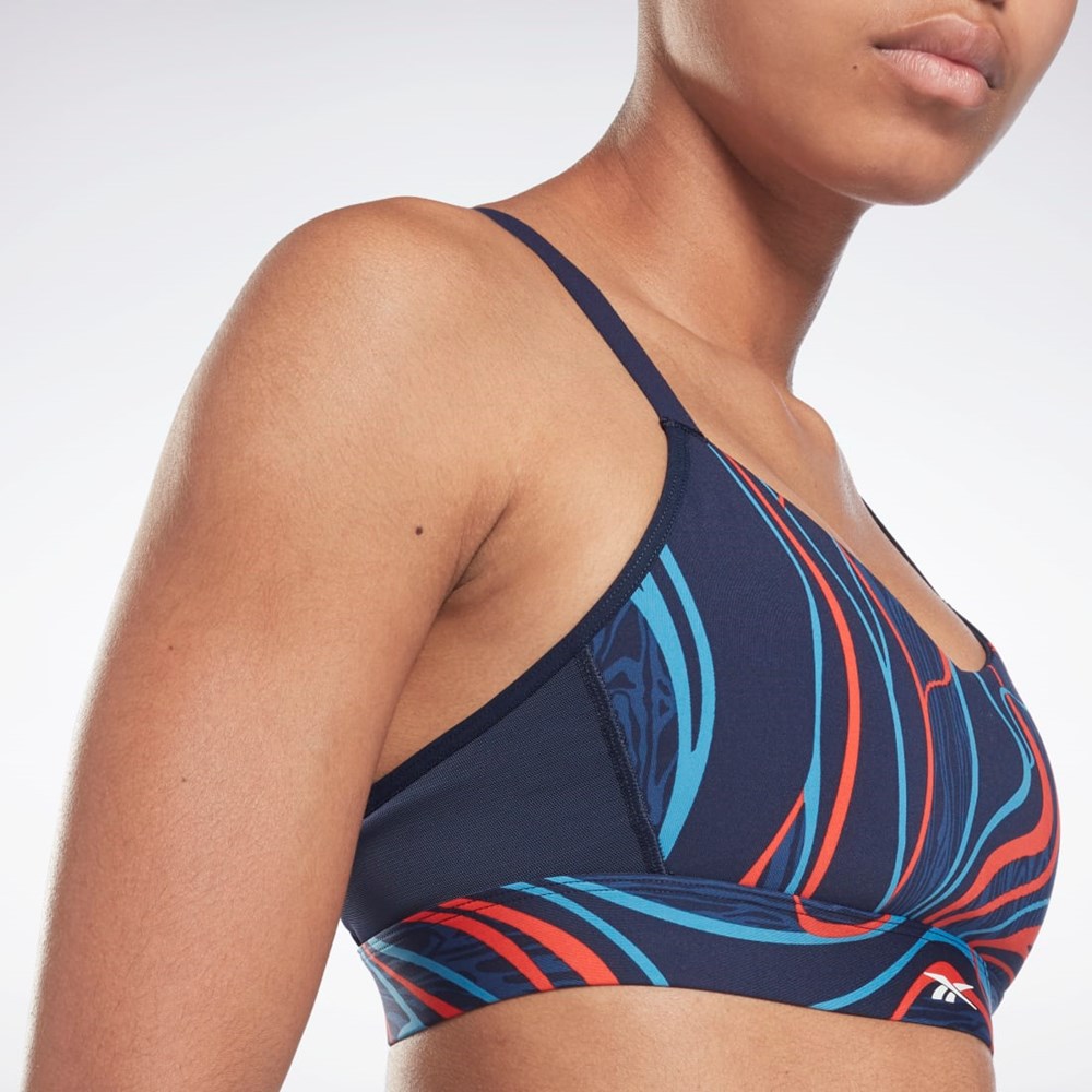 Reebok Lux Z Paskami Nature Grown Print Sports Bra Granatowe | GFVK-81625