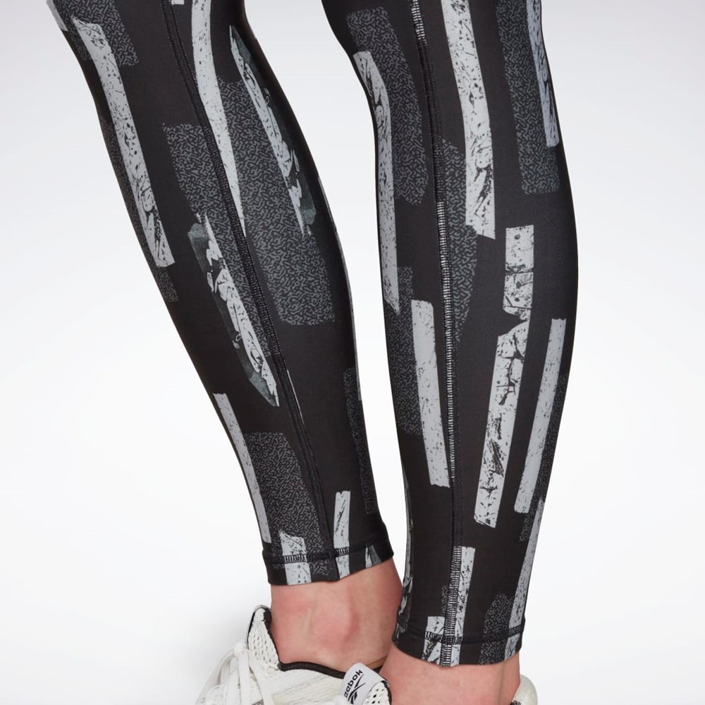 Reebok MYT Allover Print Tights Czarne | UXCO-26138