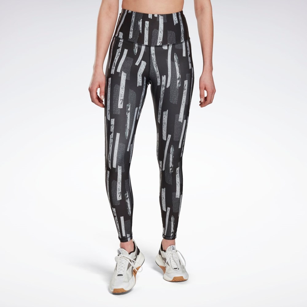 Reebok MYT Allover Print Tights Czarne | UXCO-26138