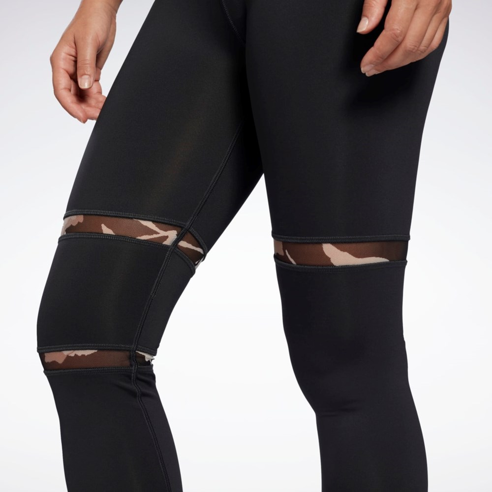 Reebok MYT Detail Leggings Czarne | NZIP-92407