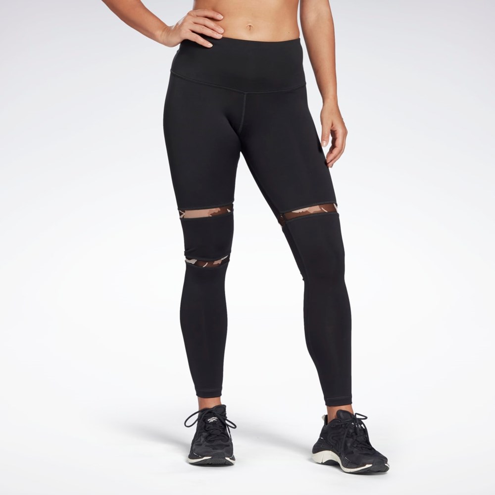 Reebok MYT Detail Leggings Czarne | NZIP-92407