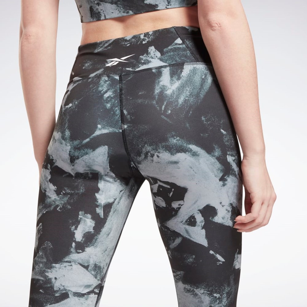 Reebok MYT Printed Leggings Czarne | KSYH-54816