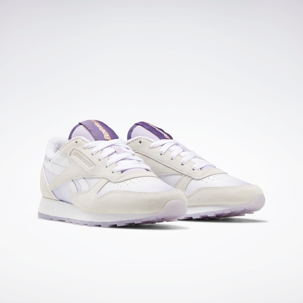 Reebok MadWomen Classic Leather Shoes Białe Białe Fioletowe | TSYR-81632