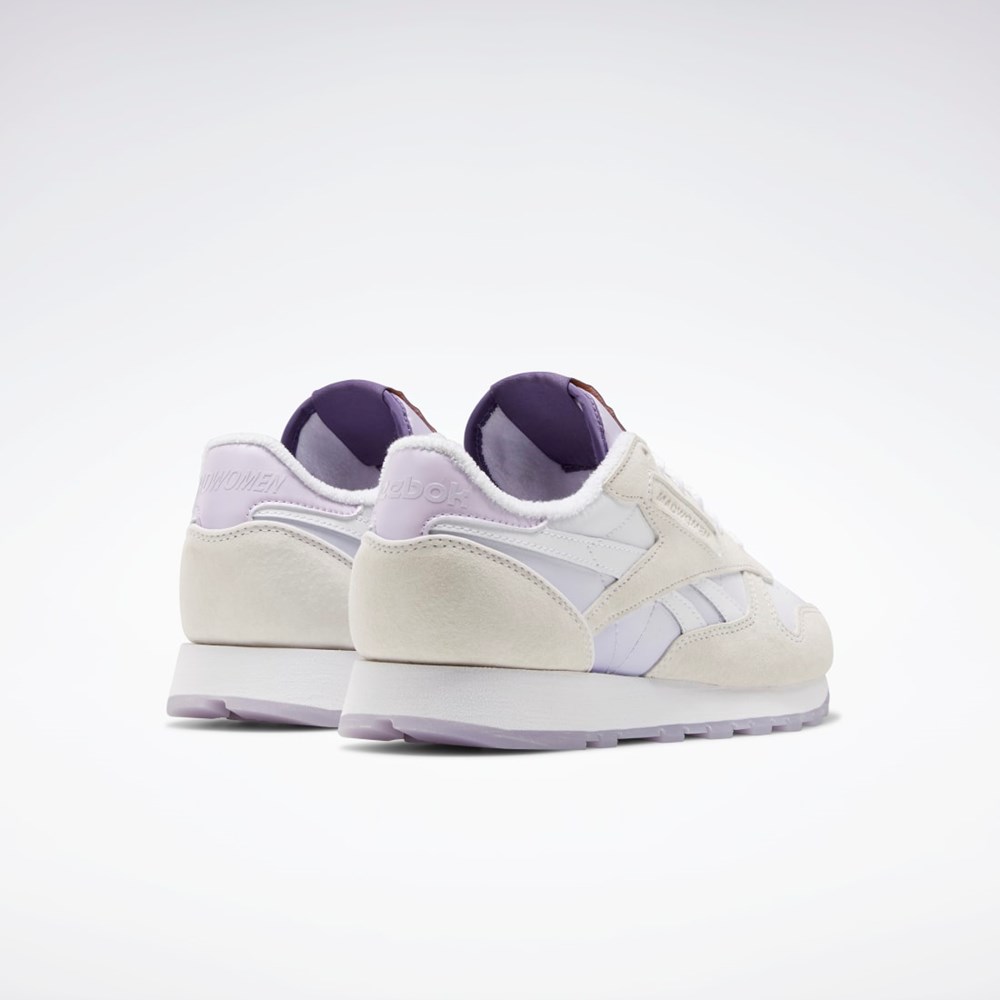 Reebok MadWomen Classic Leather Shoes Białe Białe Fioletowe | TSYR-81632