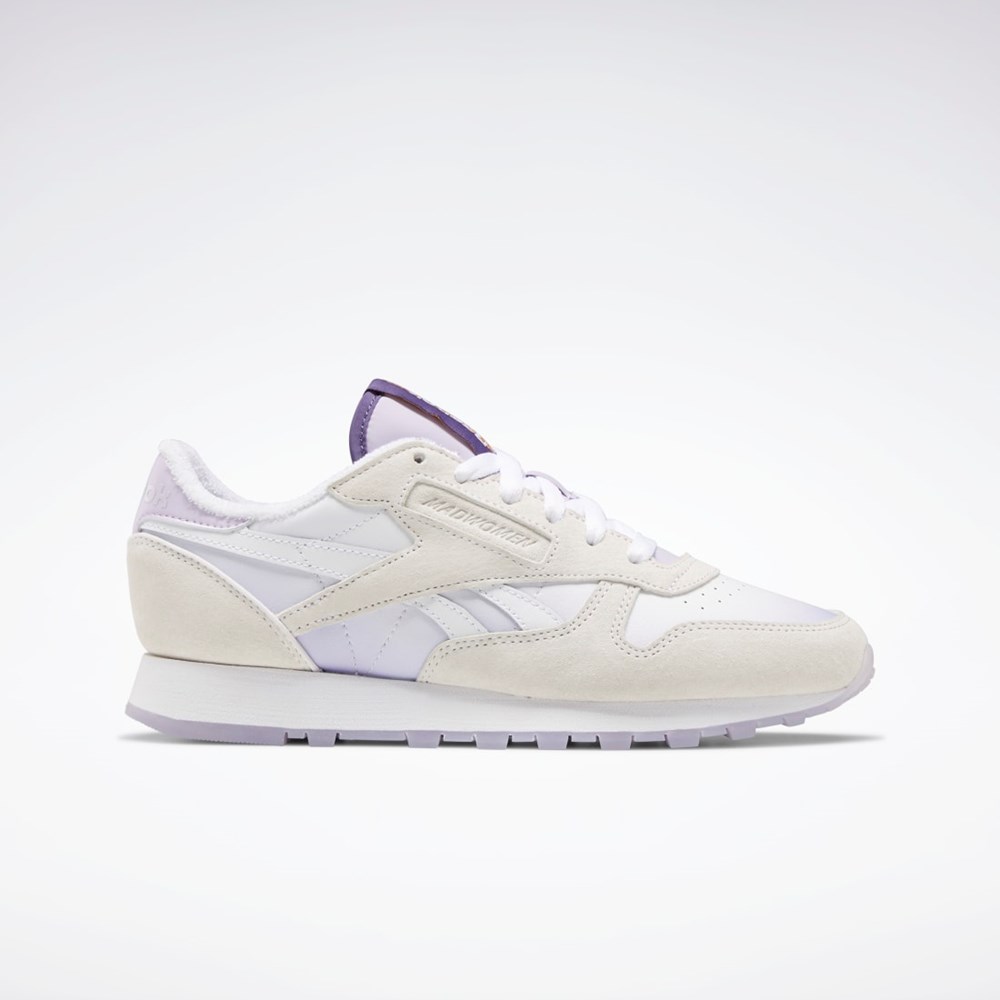 Reebok MadWomen Classic Leather Shoes Białe Białe Fioletowe | TSYR-81632