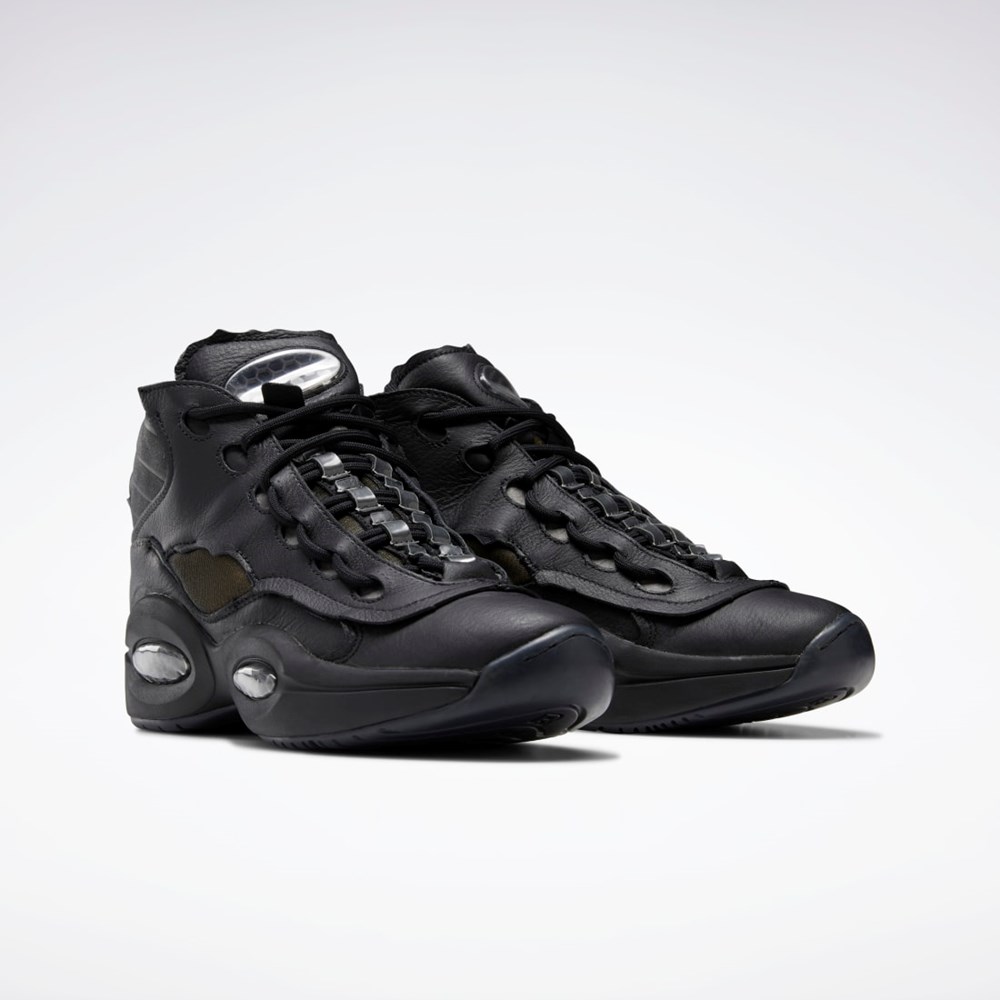 Reebok Maison Margiela Question Mid Memory Of Basketball Shoes Czarne Białe Czarne | AVIP-74158