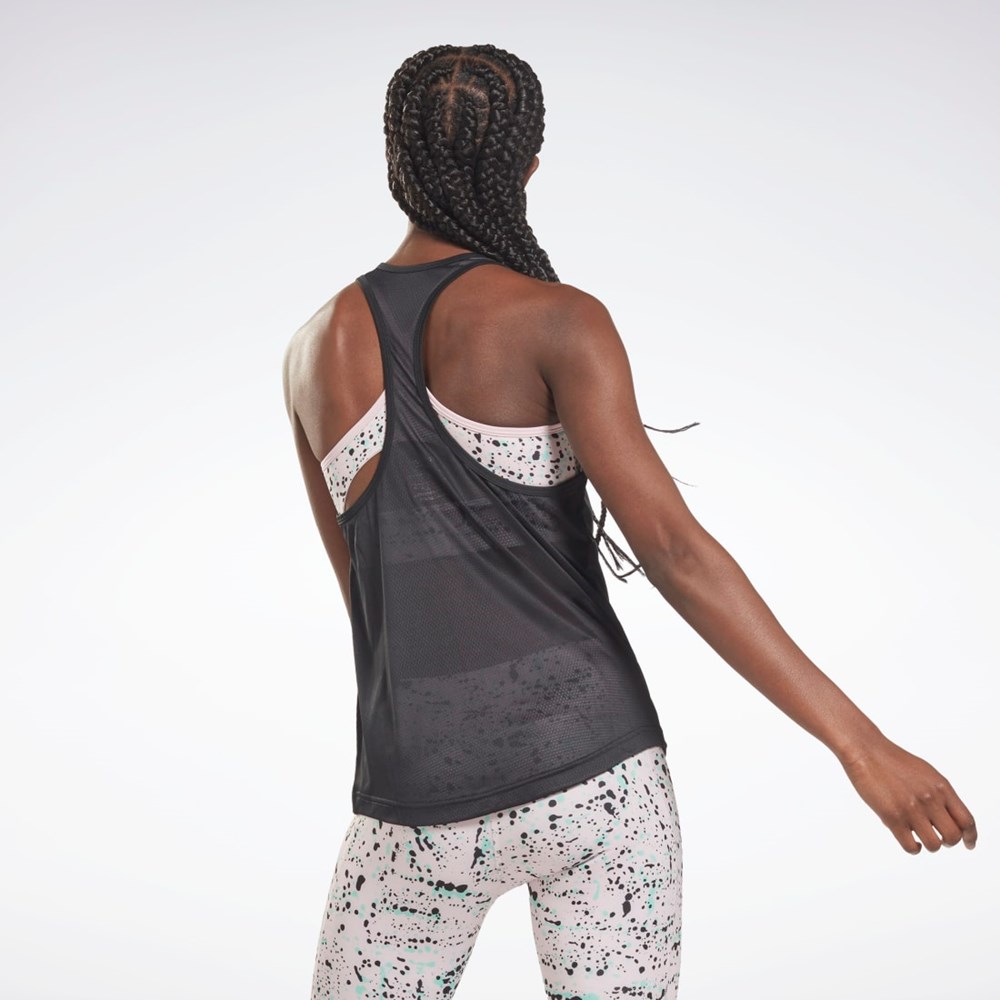 Reebok Mesh Back Tank Top Czarne | LPFH-23461