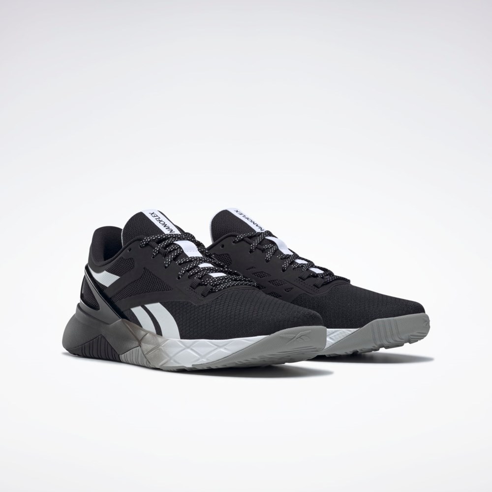 Reebok Nanoflex TR Treningowe Shoes Czarne Białe Szare | KRUS-76593