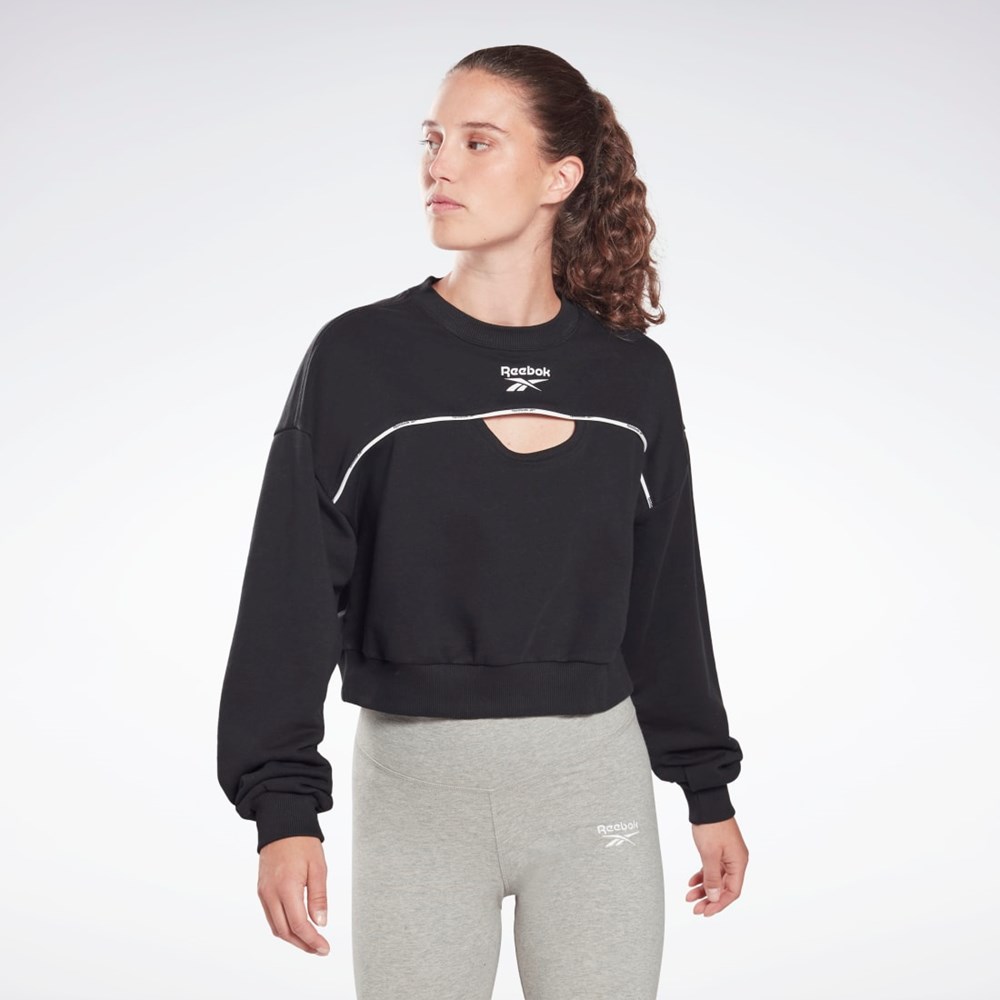 Reebok Piping Crewneck Sweatshirt Czarne | NXQY-89672