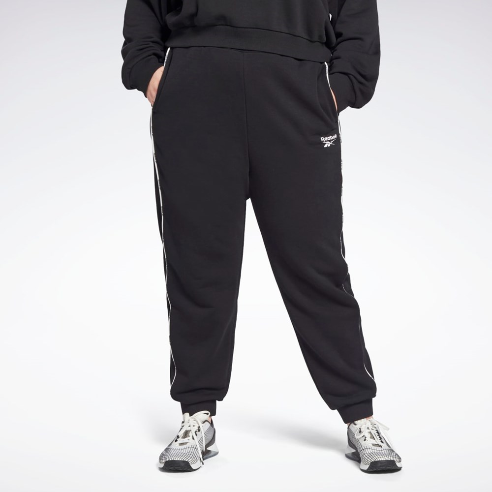 Reebok Piping Joggers (Plus Size) Czarne | GDCZ-15683