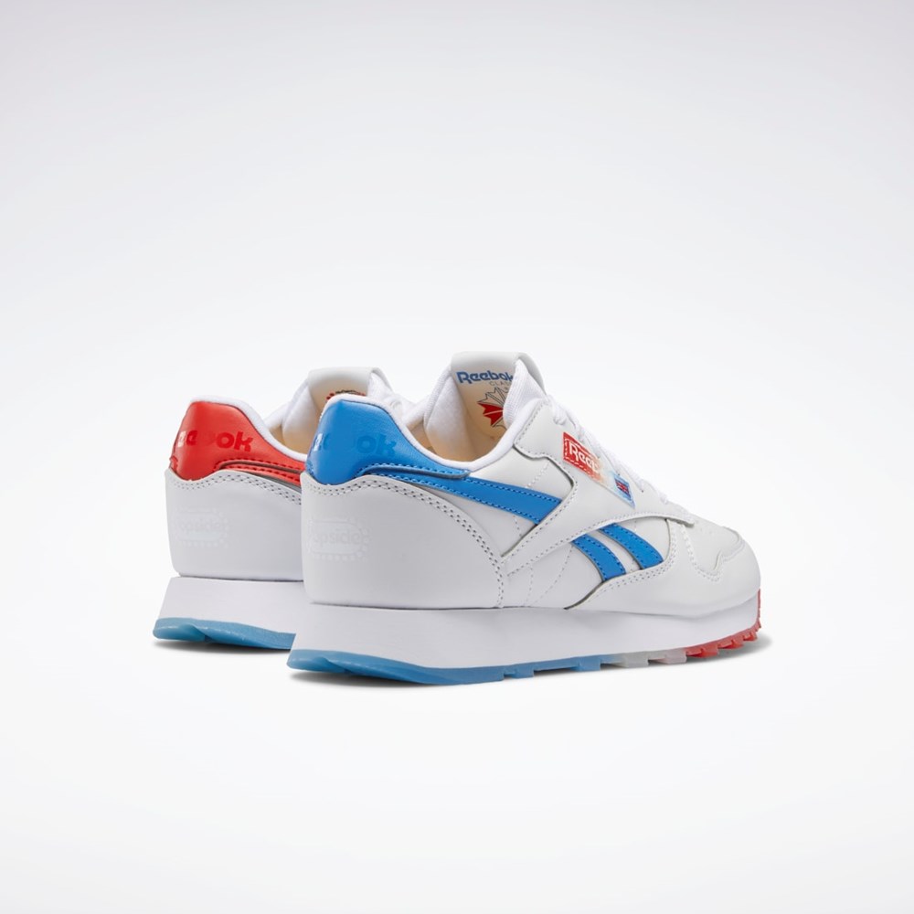 Reebok Popsicle Classic Leather Shoes - Grade School Białe Niebieskie Czerwone | ENKX-23970