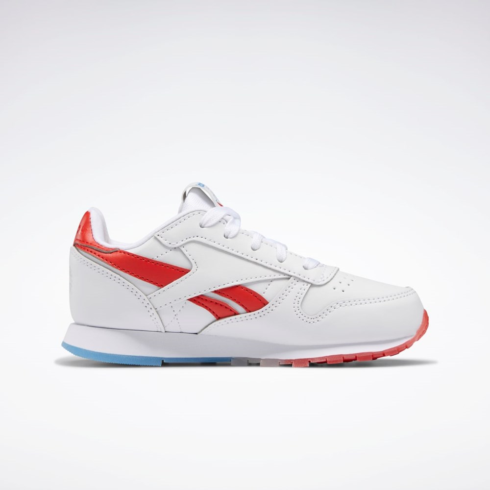 Reebok Popsicle Classic Leather Shoes - Preschool Białe Niebieskie Czerwone | WJBZ-65403